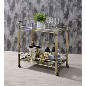 ACME - Matiesen - Serving Cart - Antique Gold & Clear Glass - 5th Avenue Furniture