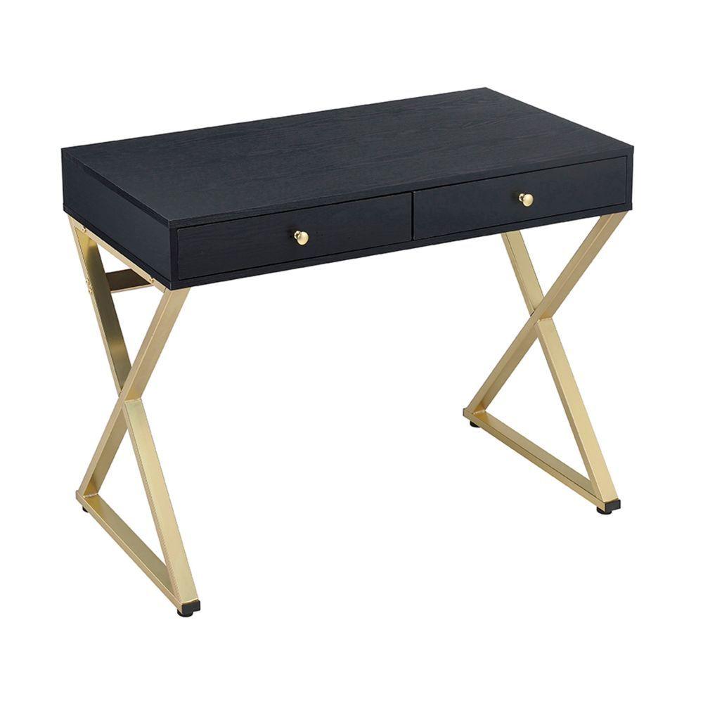 ACME - Coleen - Desk - Black & Brass - 5th Avenue Furniture