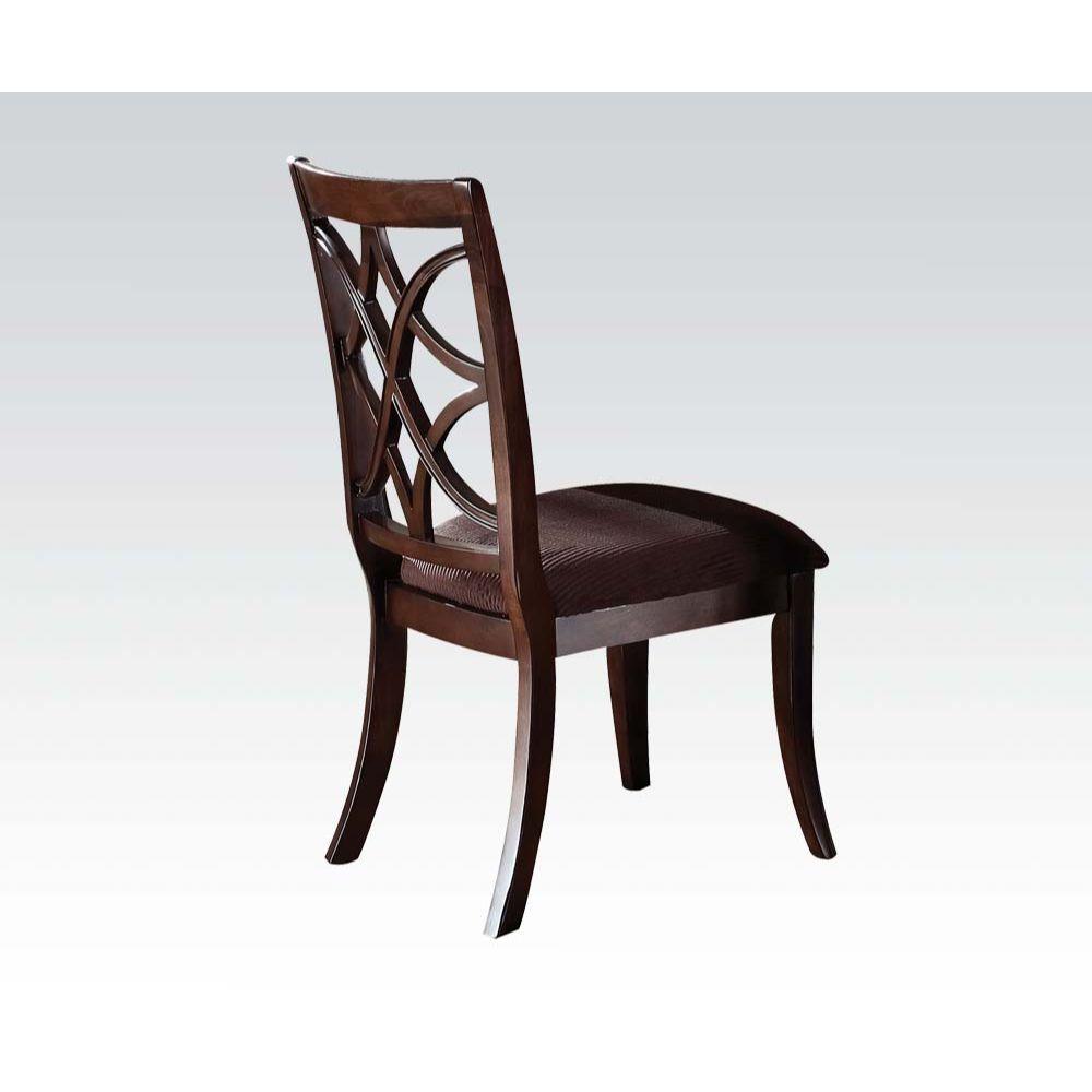 ACME - Keenan - Side Chair (Set of 2) - Brown Microfiber & Dark Walnut - 5th Avenue Furniture