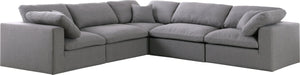 Meridian Furniture - Serene - Linen Textured Fabric Deluxe Comfort Modular Sectional - Grey - Fabric - 5th Avenue Furniture