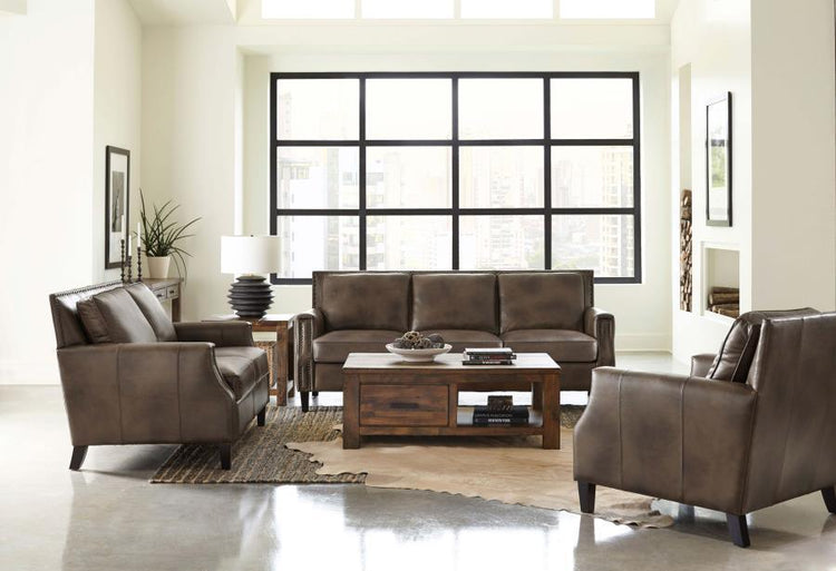 CoasterElevations - Leaton - Upholstered Recessed Arms Loveseat - Brown Sugar - 5th Avenue Furniture