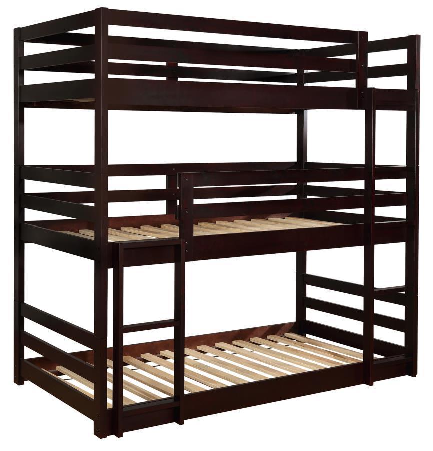 CoasterEveryday - Sandler - Twin Triple Bunk Bed - Cappuccino - 5th Avenue Furniture
