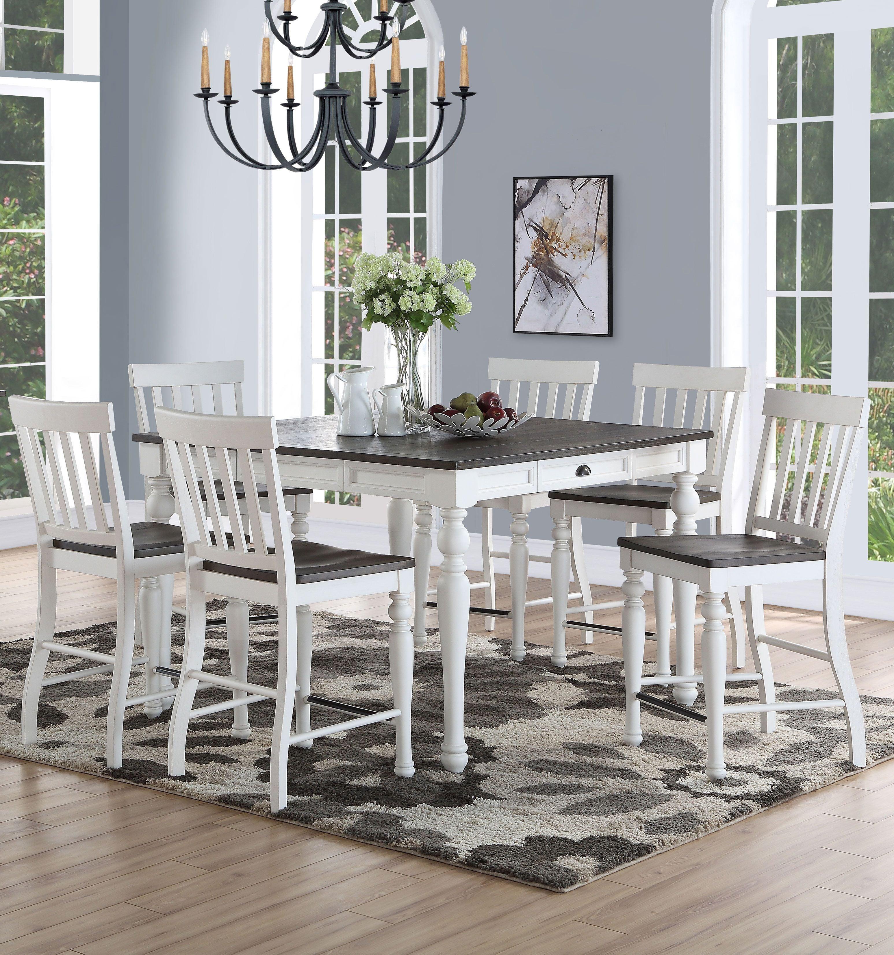 Steve Silver Furniture - Joanna - 5 Piece Counter Dining Set - White - 5th Avenue Furniture