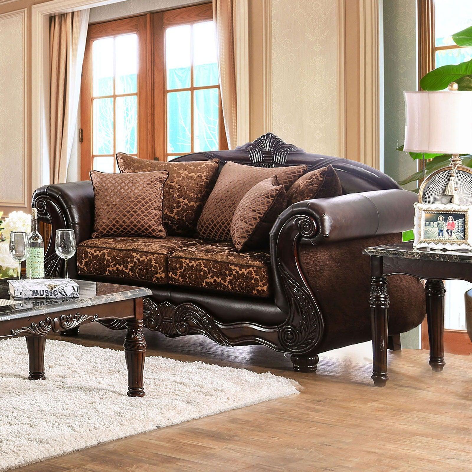 Furniture of America - Elpis - Loveseat - Brown / Espresso - 5th Avenue Furniture