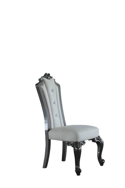 ACME - House - Delphine - Side Chair (Set of 2) - Two Tone Ivory Fabric, Beige PU & Charcoal Finish - 5th Avenue Furniture