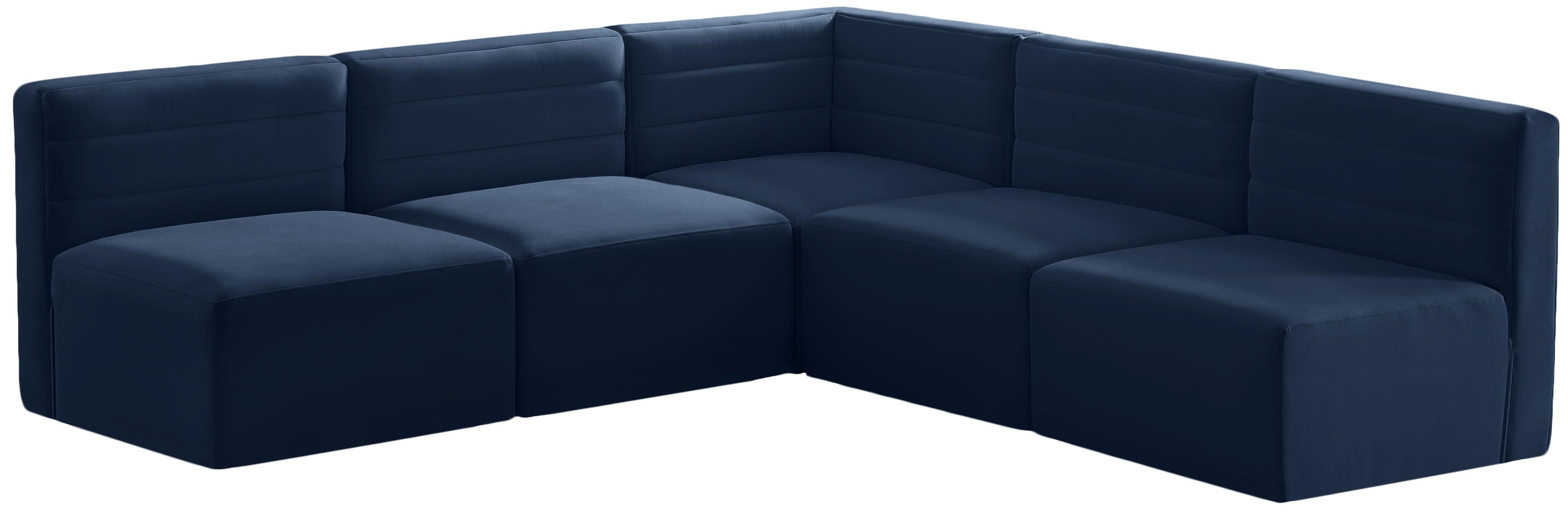 Meridian Furniture - Quincy - Modular Sectional 5 Piece - Navy - Fabric - Modern & Contemporary - 5th Avenue Furniture