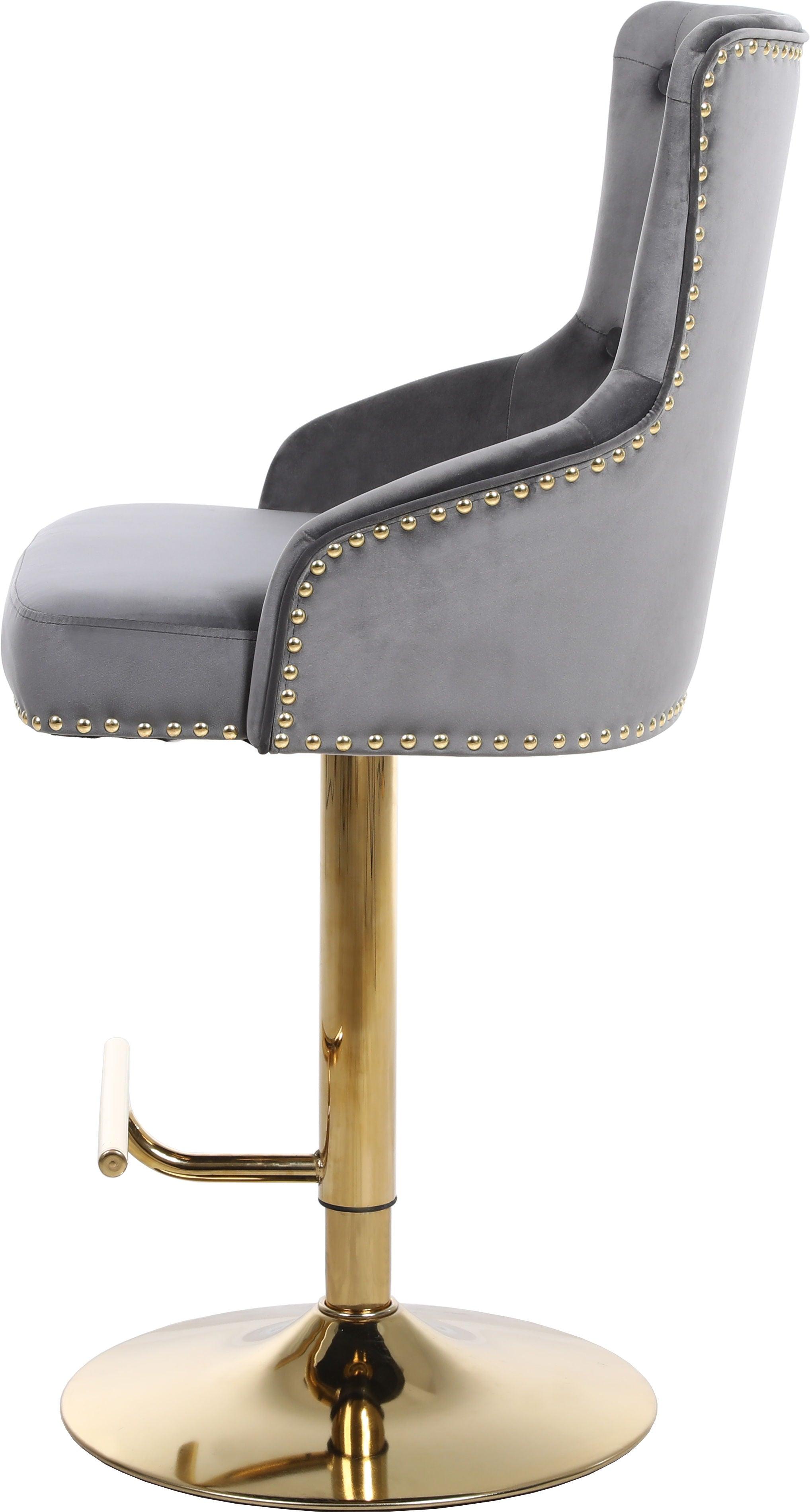 Meridian Furniture - Claude - Adjustable Stool with Gold Base - 5th Avenue Furniture