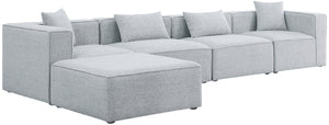 Meridian Furniture - Cube - Modular Sectional 5 Piece - Gray - Fabric - 5th Avenue Furniture