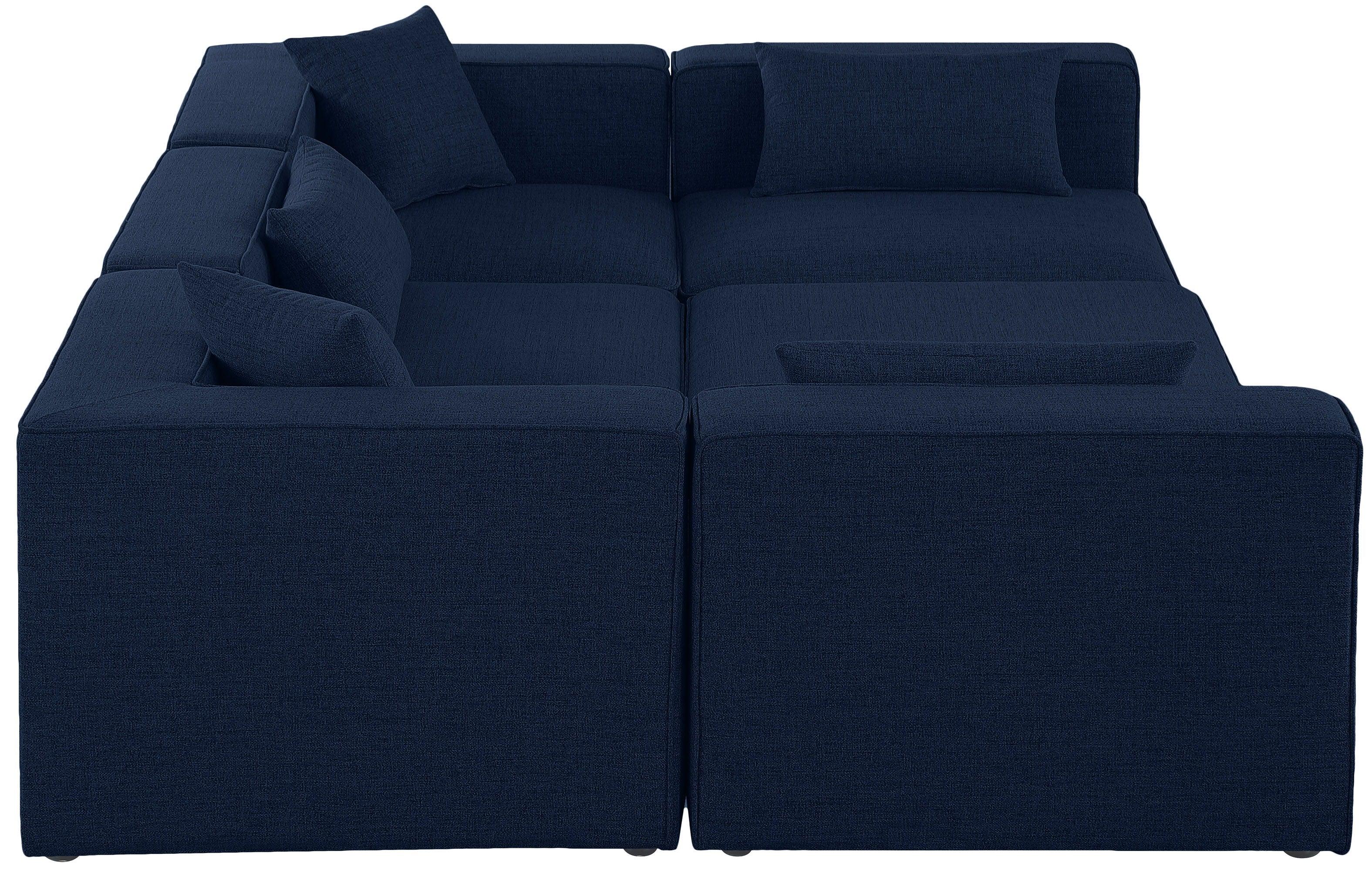 Meridian Furniture - Cube - Modular Sectional 6 Piece - Navy - Fabric - 5th Avenue Furniture