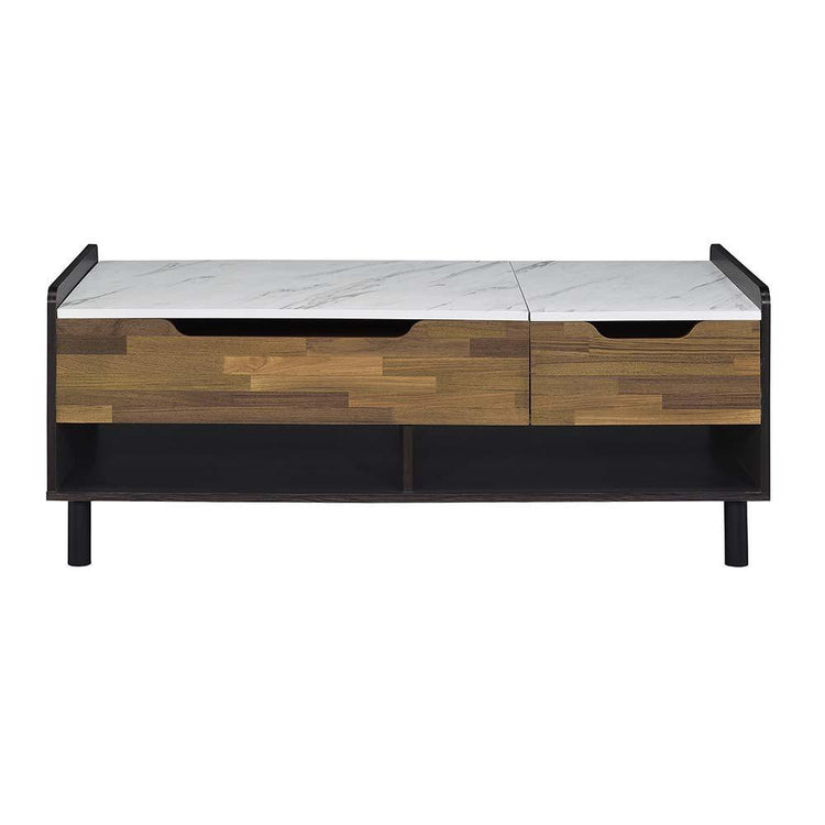 ACME - Axel - Coffee Table - Marble, Walnut & Black Finish - 5th Avenue Furniture