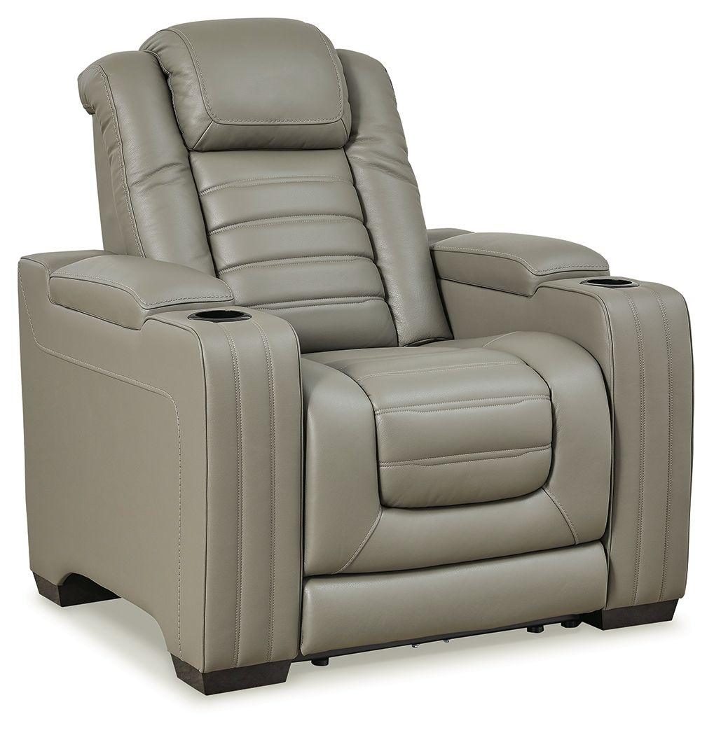 Signature Design by Ashley® - Backtrack - Gray - Pwr Recliner/Adj Headrest - 5th Avenue Furniture