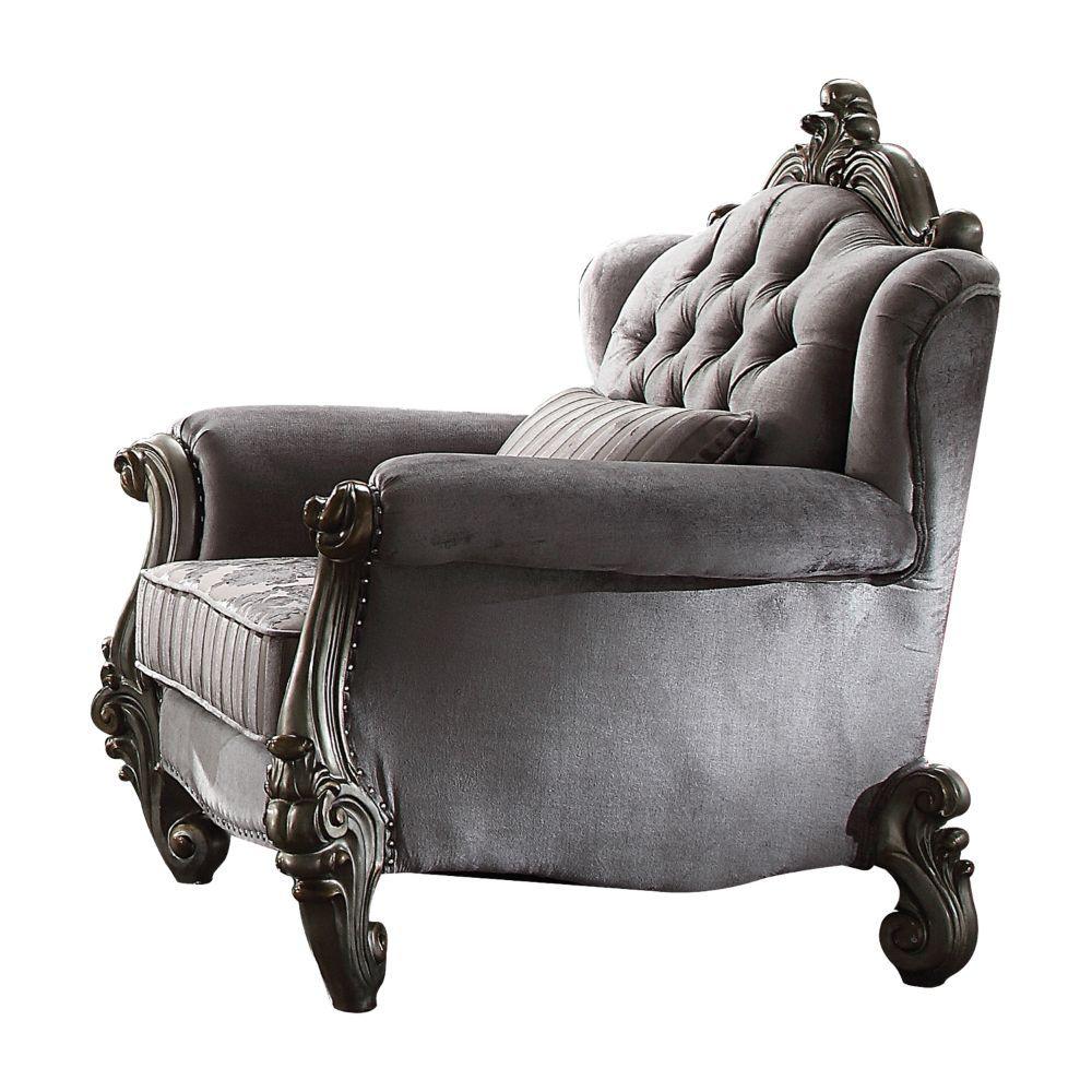 ACME - Versailles - Chair - Velvet & Antique Platinum - 46" - 5th Avenue Furniture
