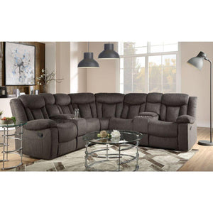 ACME - Rylan - Sectional Sofa - Dark Brown Fabric - 5th Avenue Furniture