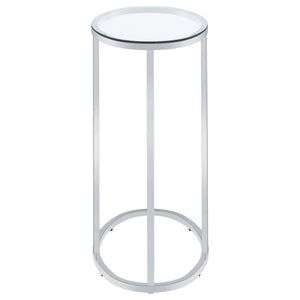 CoasterEveryday - Kyle - Oval Snack Table - Chrome And Clear - 5th Avenue Furniture