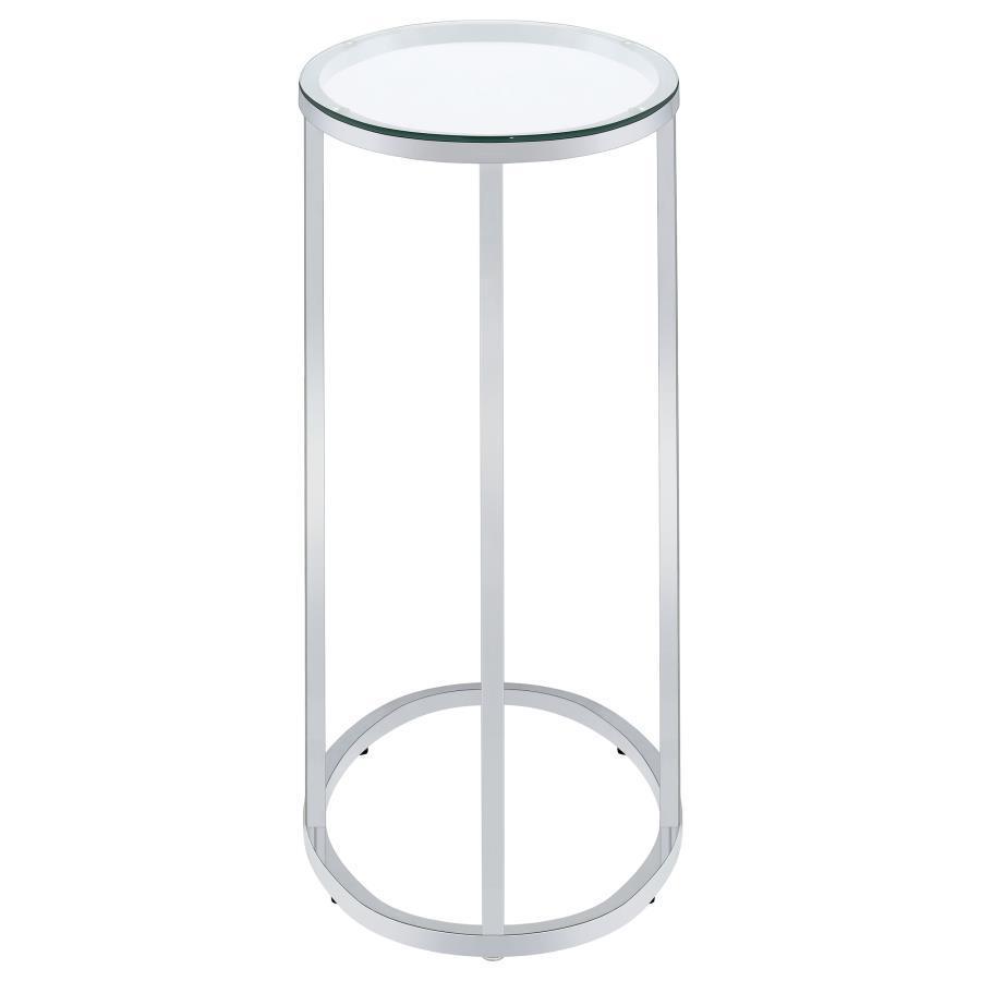 CoasterEveryday - Kyle - Oval Snack Table - Chrome And Clear - 5th Avenue Furniture