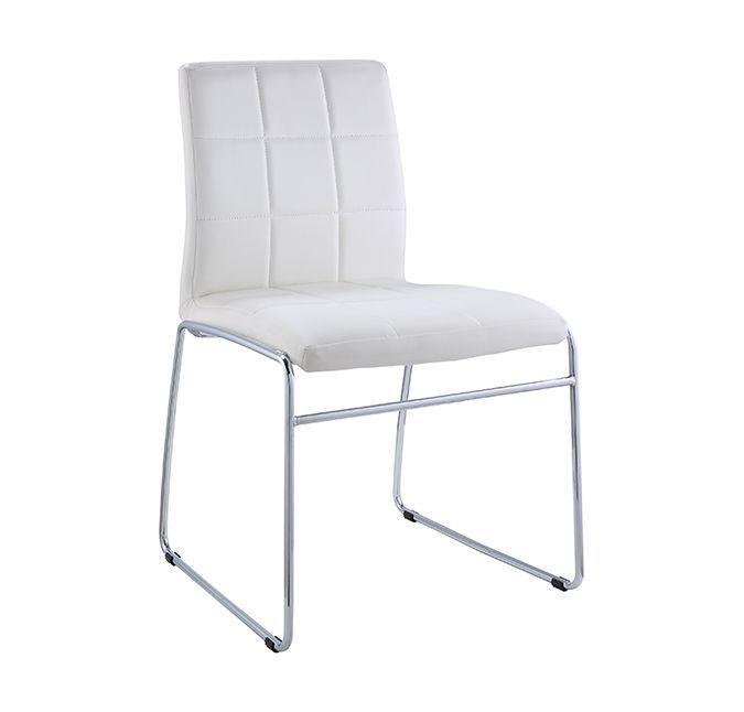 ACME - Gordie - Side Chair (Set of 2) - White PU & Chrome - 5th Avenue Furniture