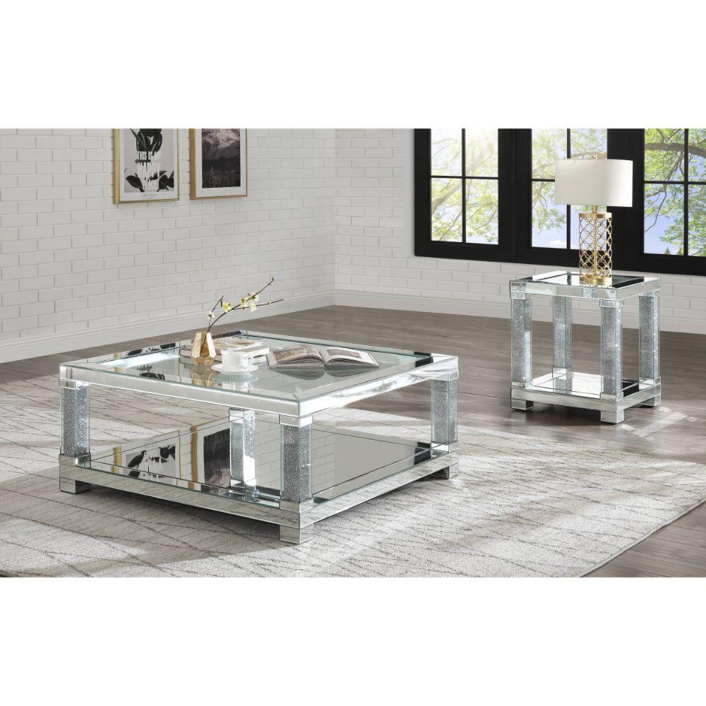 ACME - Noralie - Coffee Table - Mirrored & Faux Diamonds - Wood - 5th Avenue Furniture