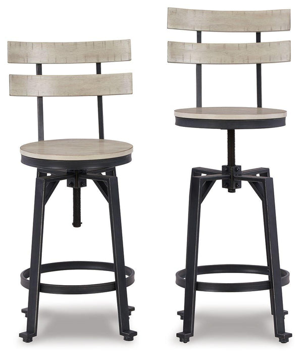 Signature Design by Ashley® - Karisslyn - Whitewash / Black - Swivel Barstool (Set of 2) - 5th Avenue Furniture