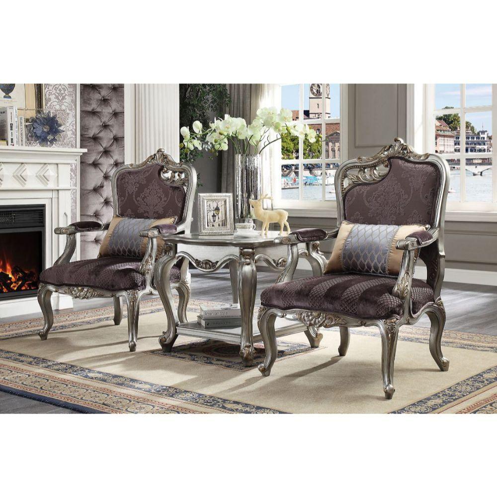 ACME - Picardy - Chair - Velvet & Antique Platinum - 5th Avenue Furniture