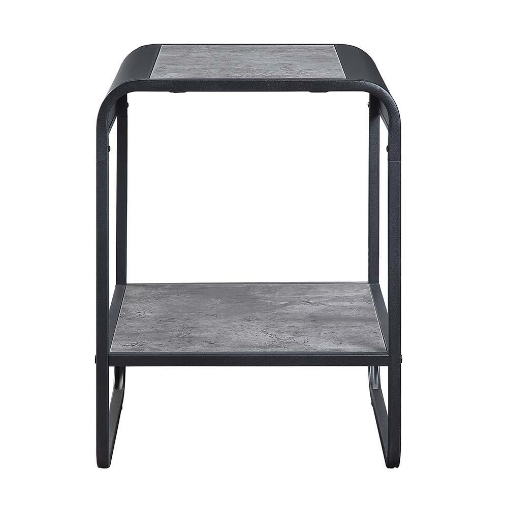 ACME - Raziela - End Table - Concrete Gray & Black Finish - 21" - 5th Avenue Furniture