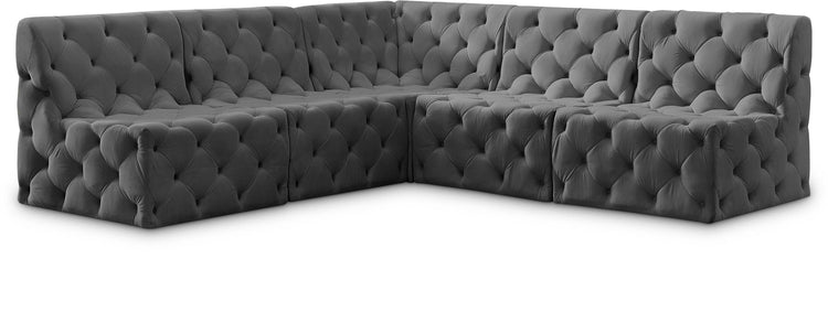 Meridian Furniture - Tuft - Modular Sectional 5 Piece - Gray - Modern & Contemporary - 5th Avenue Furniture