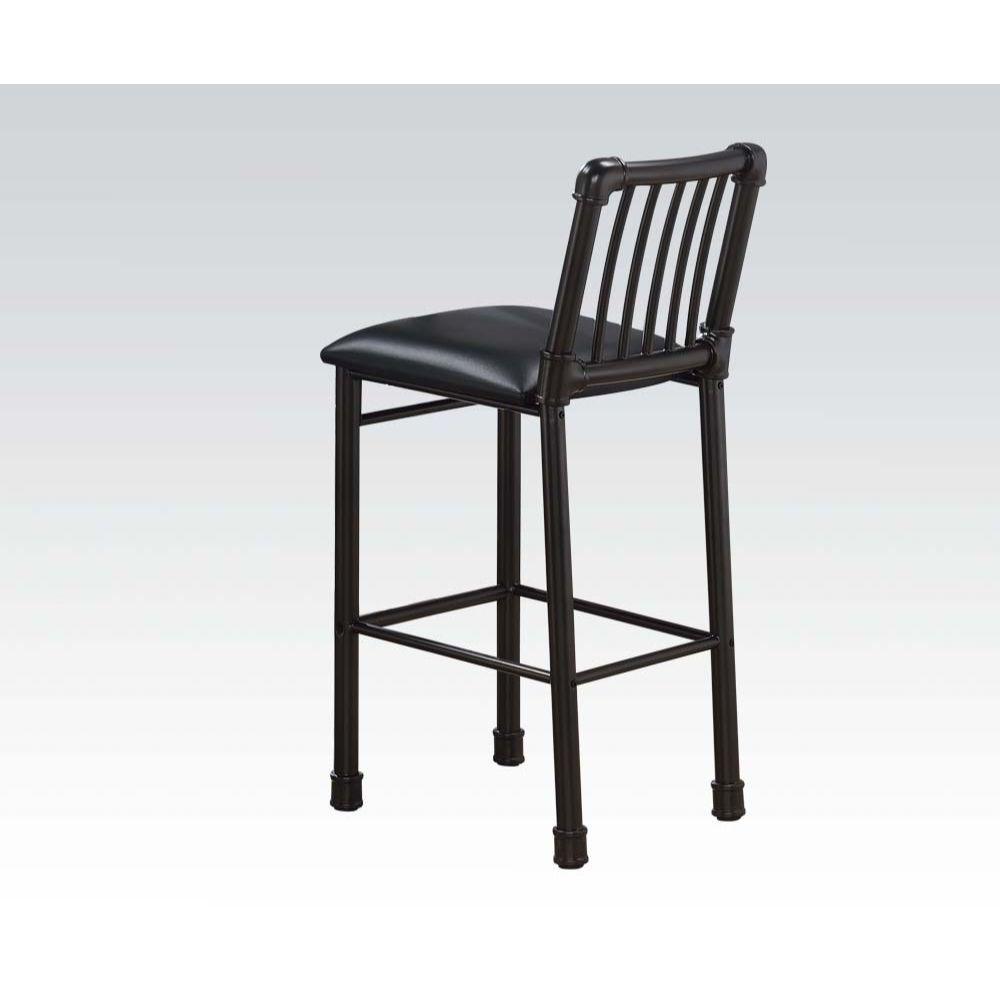 ACME - Caitlin - Bar Chair (Set of 2) - Black PU & Black - 5th Avenue Furniture