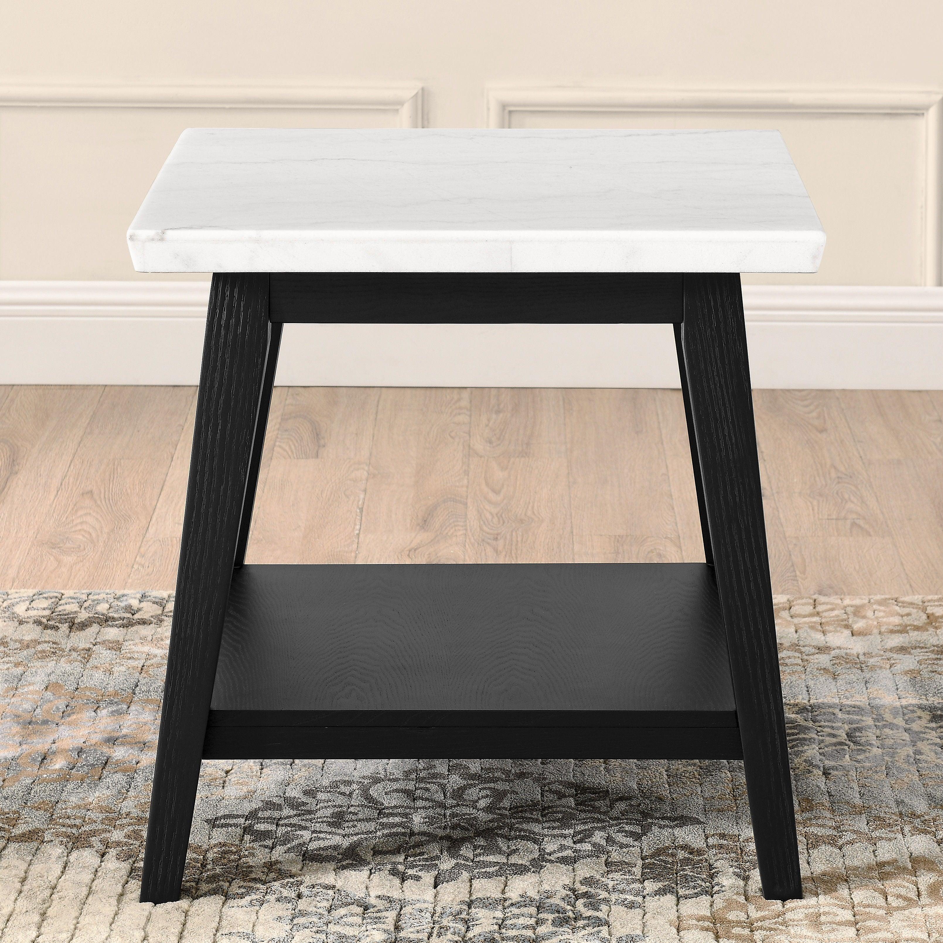 Steve Silver Furniture - Vida - Marble End Table - Black / White - 5th Avenue Furniture