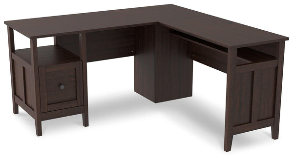 Signature Design by Ashley® - Camiburg - Warm Brown - 2-Piece Home Office Desk - 5th Avenue Furniture