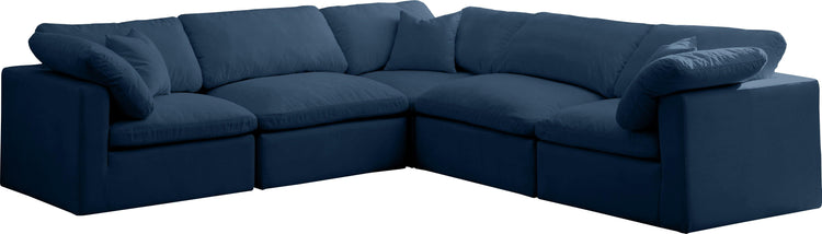 Meridian Furniture - Plush - Velvet Standart Comfort 5 Piece Modular Sectional - Navy - 5th Avenue Furniture
