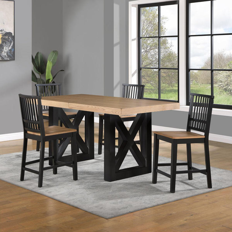 Steve Silver Furniture - Magnolia - 5 Piece Counter Table Dining Set - Black / Light Brown - 5th Avenue Furniture