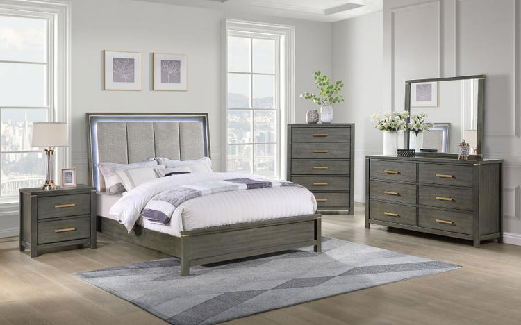 Coaster Fine Furniture - Kieran - Panel Bed With Upholstered LED Headboard - 5th Avenue Furniture