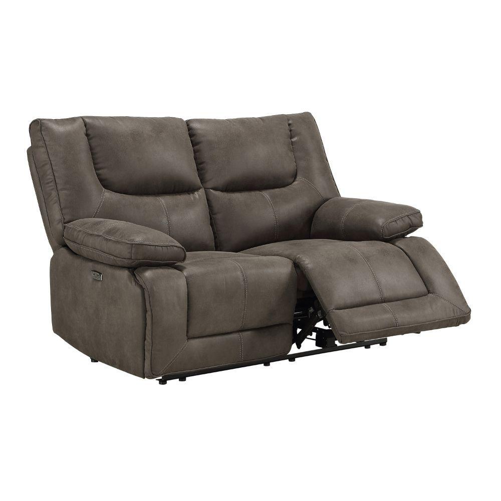 ACME - Harumi - Loveseat - Gray Leather-Aire - 5th Avenue Furniture