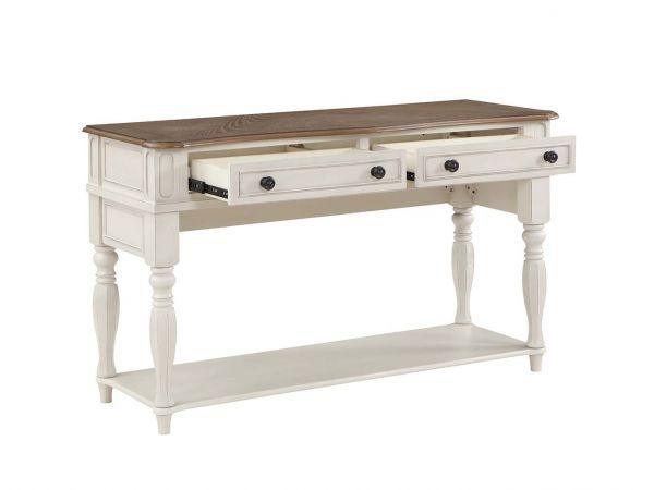 ACME - Florian - Sofa Table - Oak & Antique White Finish - 5th Avenue Furniture