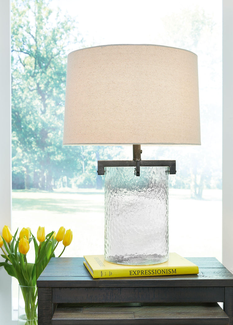 Ashley Furniture - Fentonley - Clear / Antique Black - Glass Table Lamp - 5th Avenue Furniture