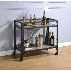 ACME - Jorgensen - Serving Cart - Rustic Oak & Charcoal - 5th Avenue Furniture