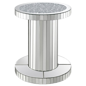 CoasterElevations - Dorielle - Crystal Inlay Round Top Accent Table - Mirror - 5th Avenue Furniture