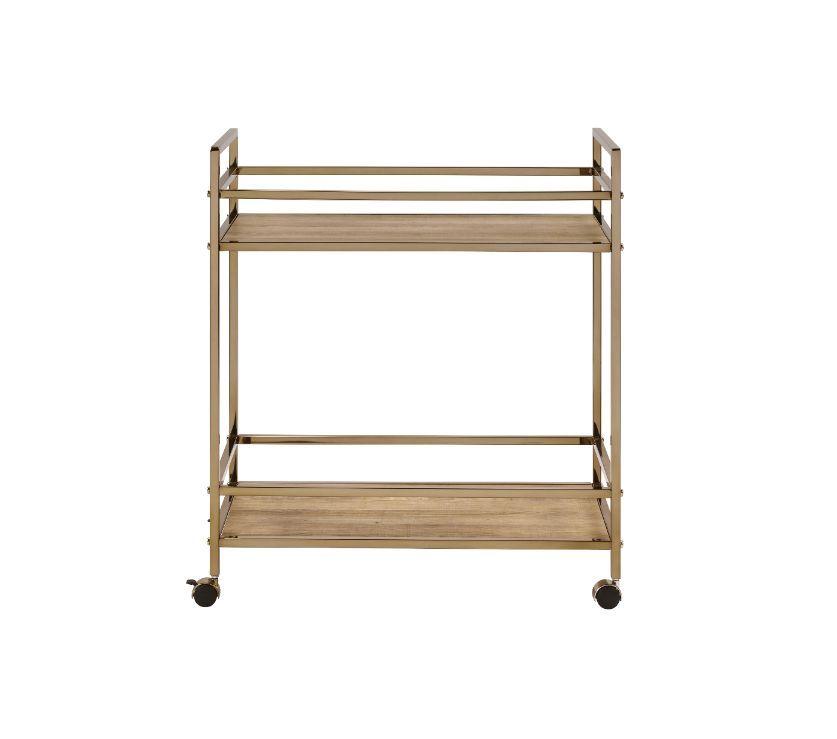 ACME - Barb - Serving Cart - Natural & Champagne Finish - 5th Avenue Furniture