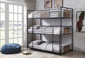 ACME - Brantley - Triple Bunk Bed - Twin - Sandy Black & Dark Bronze Hand-Brushed - 5th Avenue Furniture