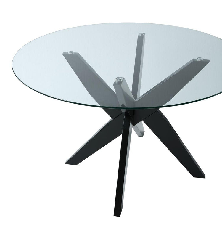 Steve Silver Furniture - Wade - Table Round Glass Top - Dark Brown - 5th Avenue Furniture