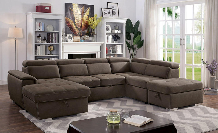 Furniture of America - Hugo - Sectional - Light Brown - 5th Avenue Furniture