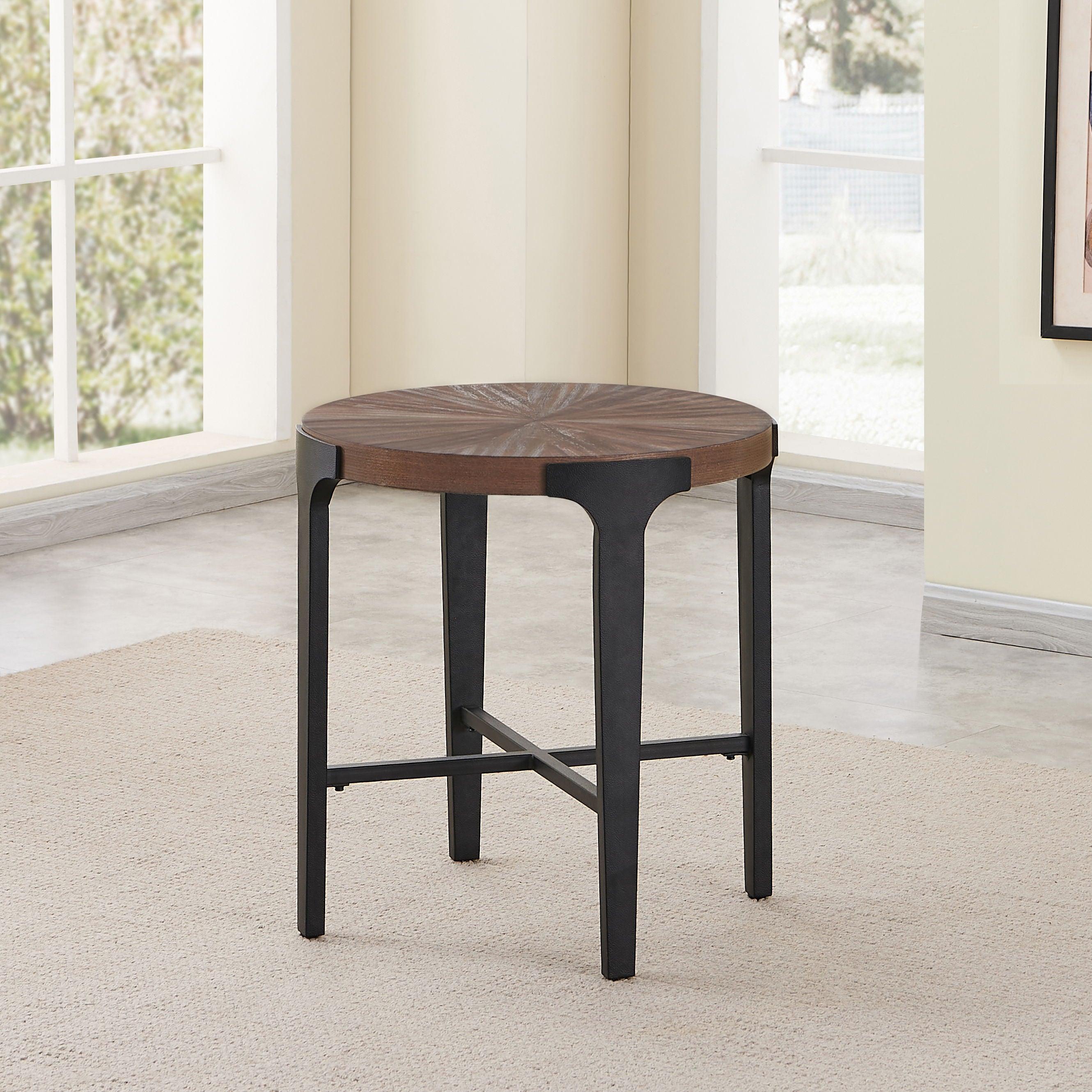 Steve Silver Furniture - Chevron - Round End Table - Brown - 5th Avenue Furniture