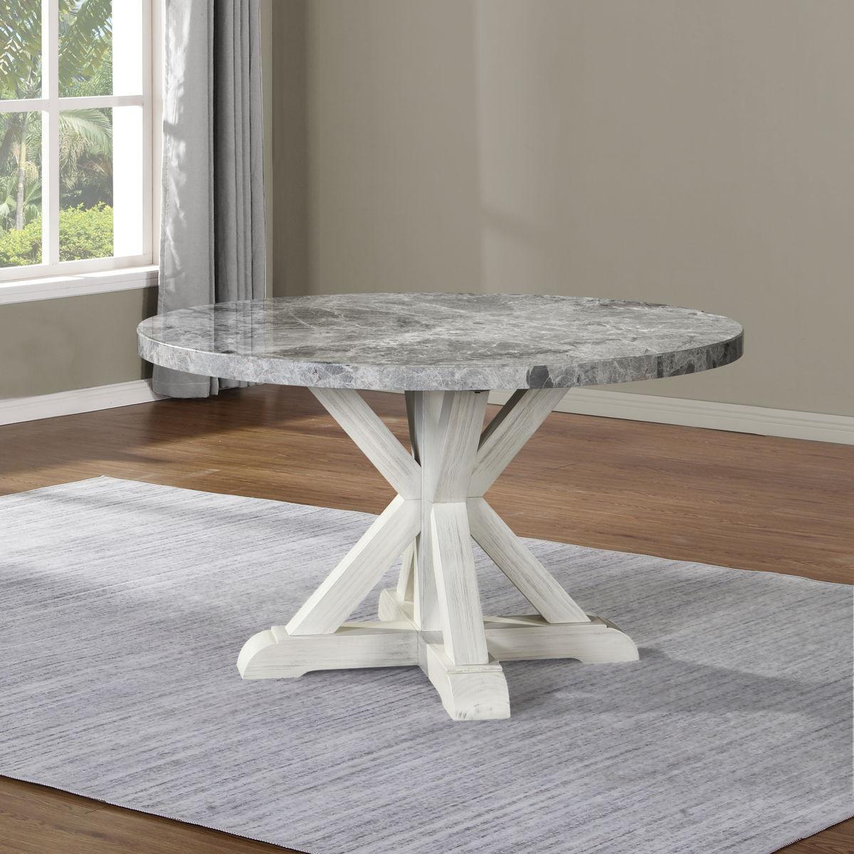 Steve Silver Furniture - Canova - Round Marble Top Table - Gray - 5th Avenue Furniture