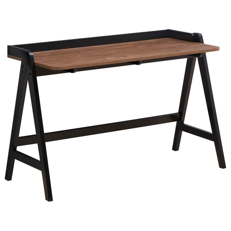 CoasterEveryday - Raul - Writing Desk - Walnut And Black With USB Ports - 5th Avenue Furniture