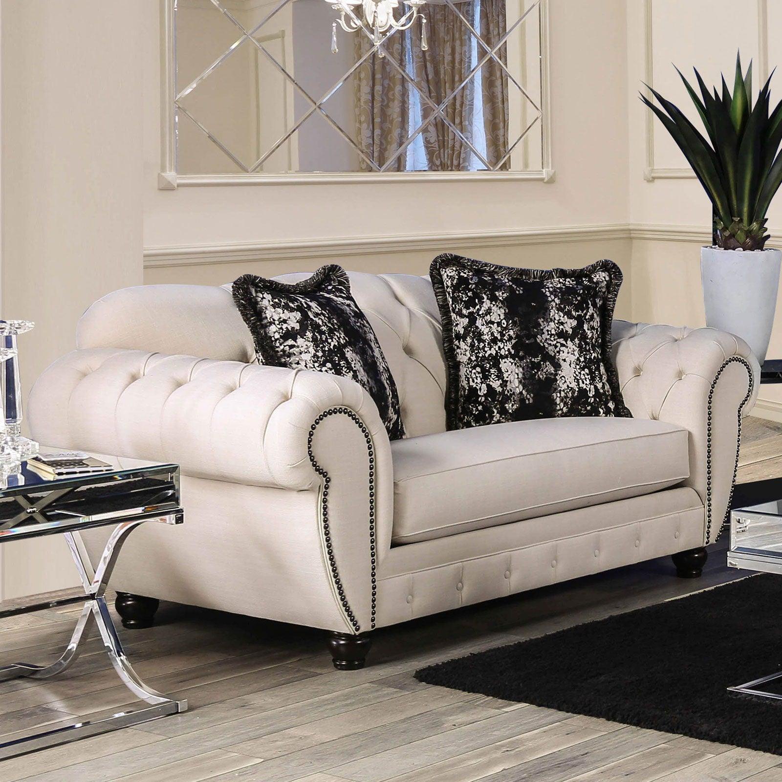 Furniture of America - Gilda - Loveseat - Beige / Black - 5th Avenue Furniture