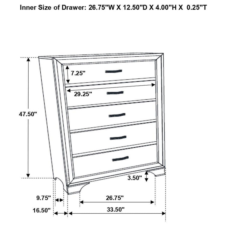 CoasterEveryday - Beaumont - 5-Drawer Rectangular Chest - Champagne - 5th Avenue Furniture