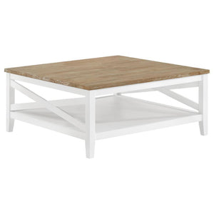 Coaster Fine Furniture - Maisy - Square Wooden Coffee Table With Shelf - Brown And White - 5th Avenue Furniture