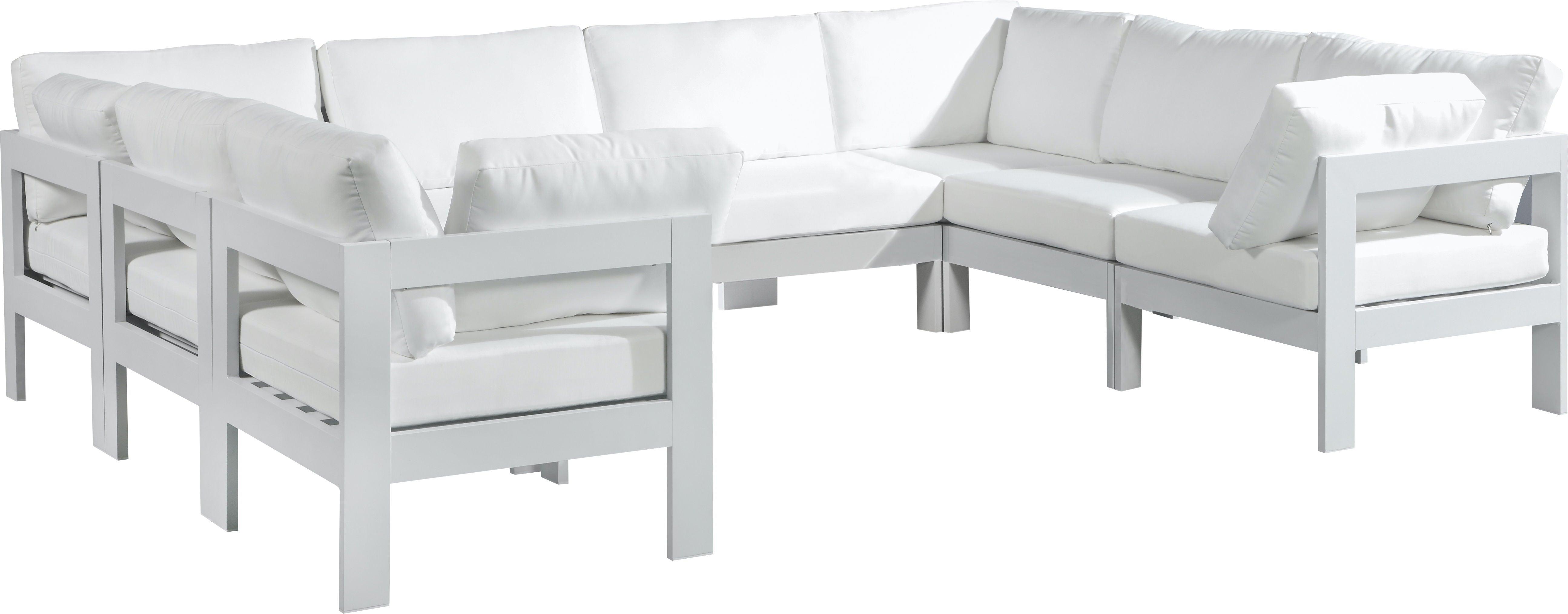 Meridian Furniture - Nizuc - Outdoor Patio Modular Sectional 8 Piece - White - Metal - 5th Avenue Furniture