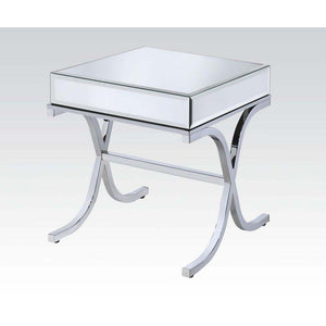 ACME - Yuri - End Table - Mirrored Top & Chrome - 5th Avenue Furniture