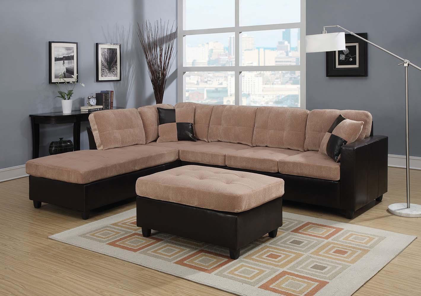 ACME - Milano - Ottoman - Camel Champion & Espresso PU - 5th Avenue Furniture