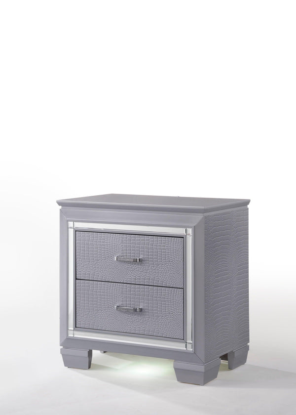 Crown Mark - Lillian - Nightstand - Gray - 5th Avenue Furniture